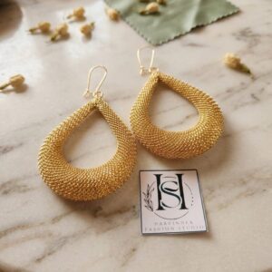HFS Golden Mesh Teardrop Earrings