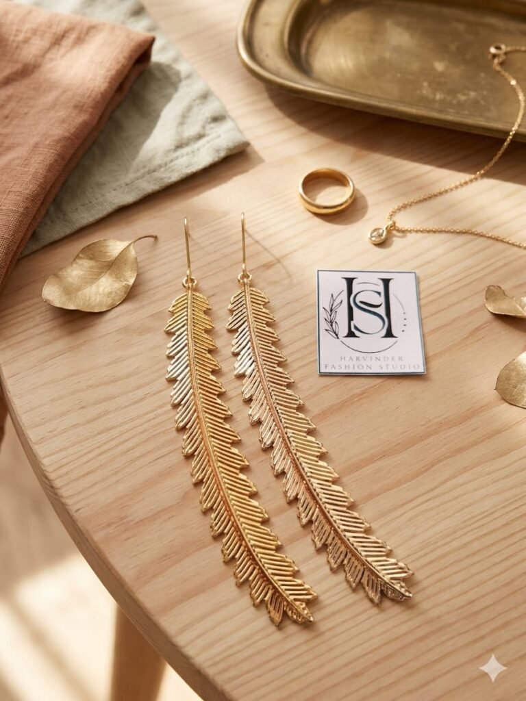 HFS Golden Fern Drop Earrings