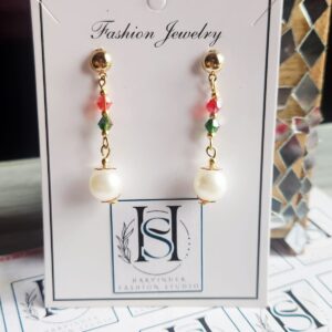 HFS Golden Crystal & Pearl Linear Drops
