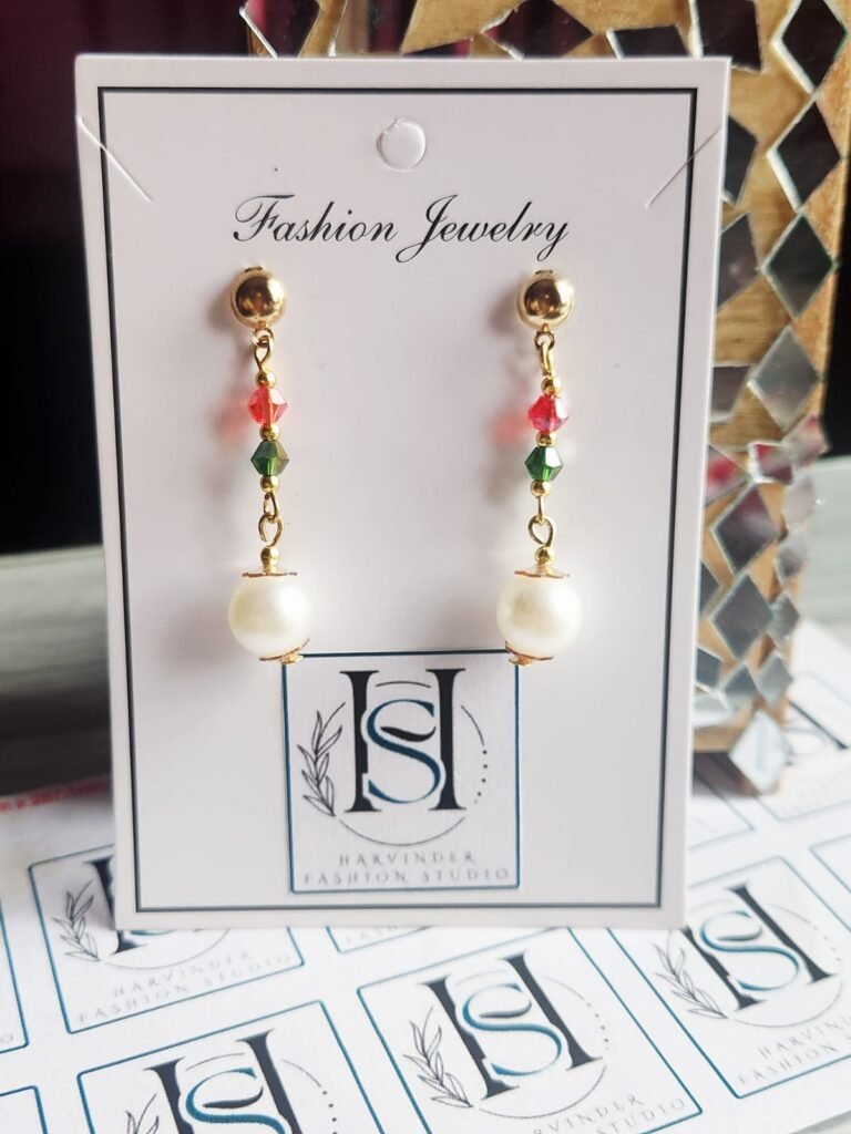 HFS Golden Crystal & Pearl Linear Drops