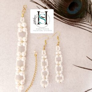 HFS Pearl Cascade Bracelet & Earrings Set