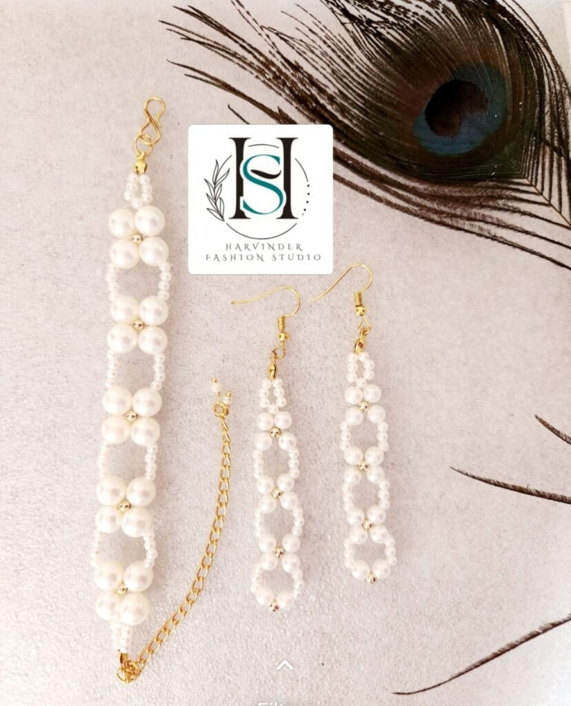 HFS Pearl Cascade Bracelet & Earrings Set