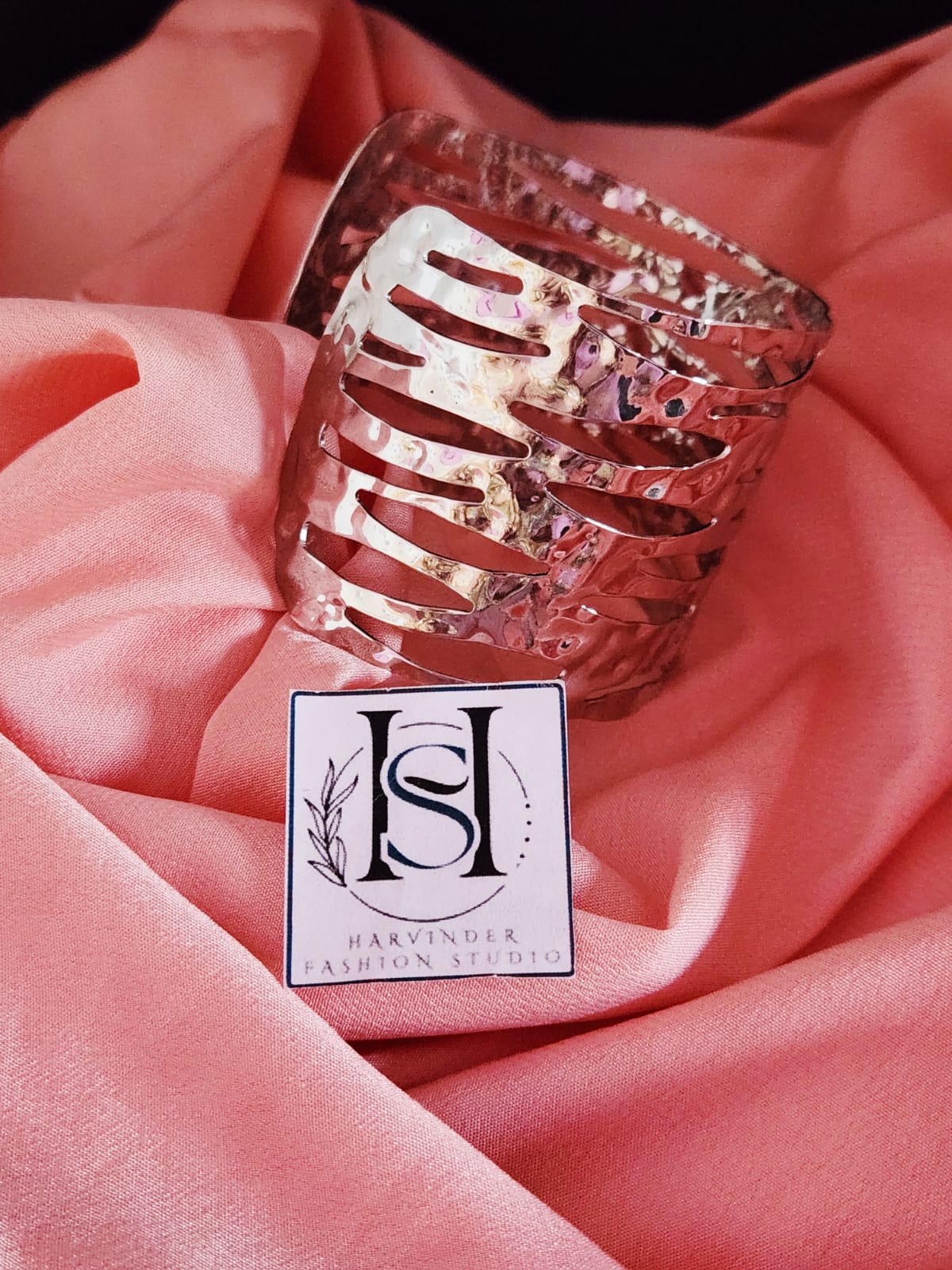 Silver Strata Statement Cuff - Image 3