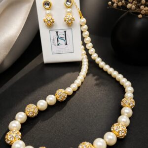 HFS Ivory Pearl & Rhinestone Sphere Set