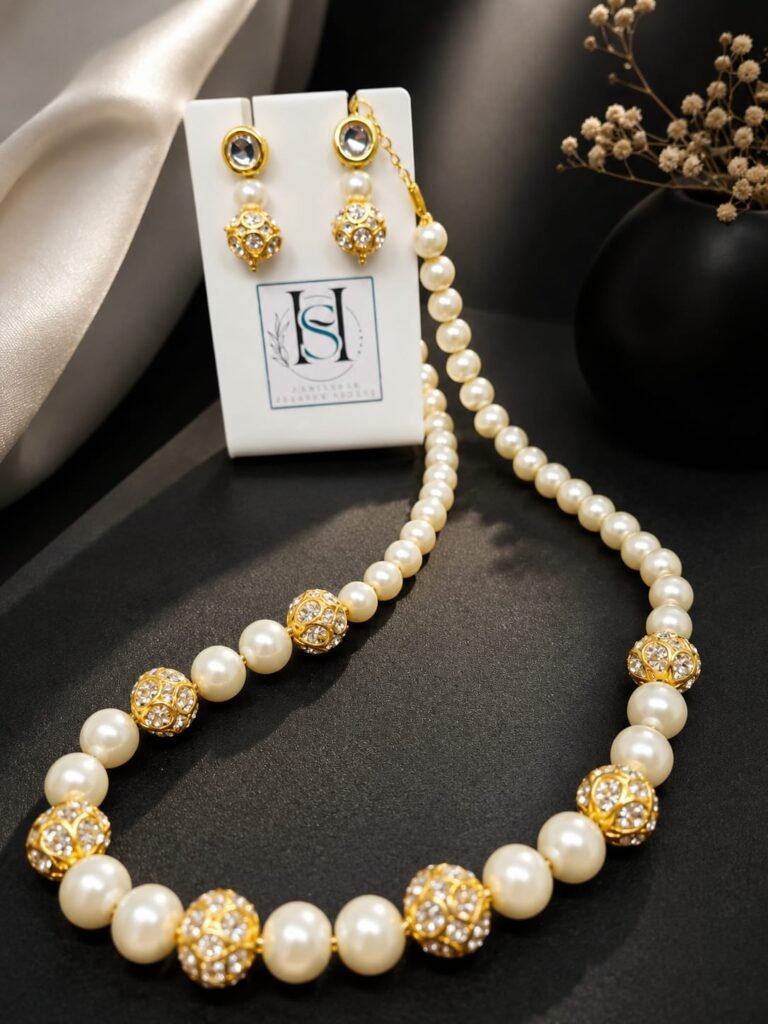 HFS Ivory Pearl & Rhinestone Sphere Set