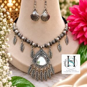 HFS Roohani Oxidized Silver Choker Set