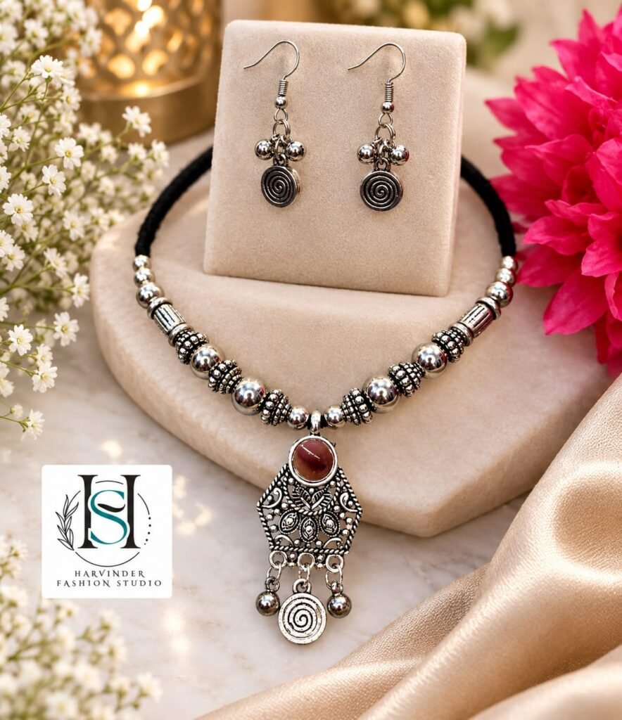 HFS Oxidized Choker & Earring Set