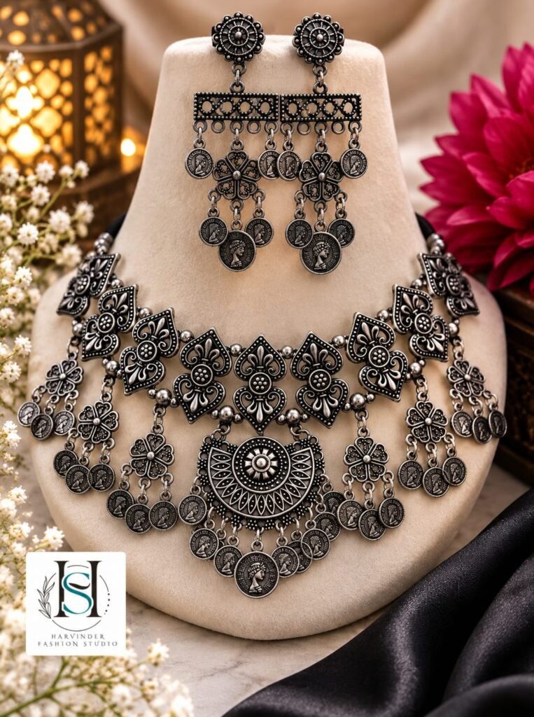 HFS Sultana Oxidized Choker Set
