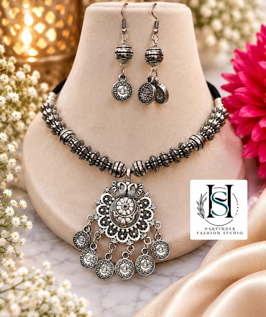 HFS Mudra Oxidized Choker Set