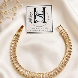 HFS Luxury Crystal Tennis Gold Plated Bracelet