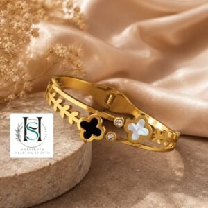 HFS Anti Tarnish Dual-Tone Clover Harmony Bangle
