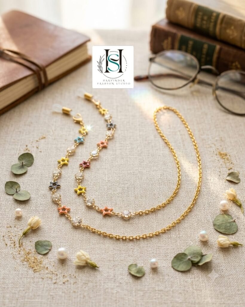 HFS Unisex Golden Metal Spectacle Chain
