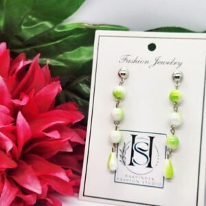 HFS Lime Green & White Marbleized Acrylic Earrings